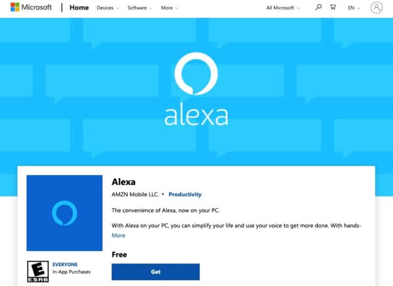 download the alexa app for windows 10 from the microsoft store