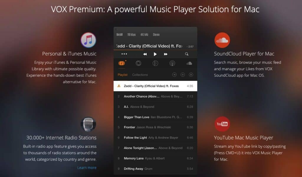 can vox player for mac play audible files
