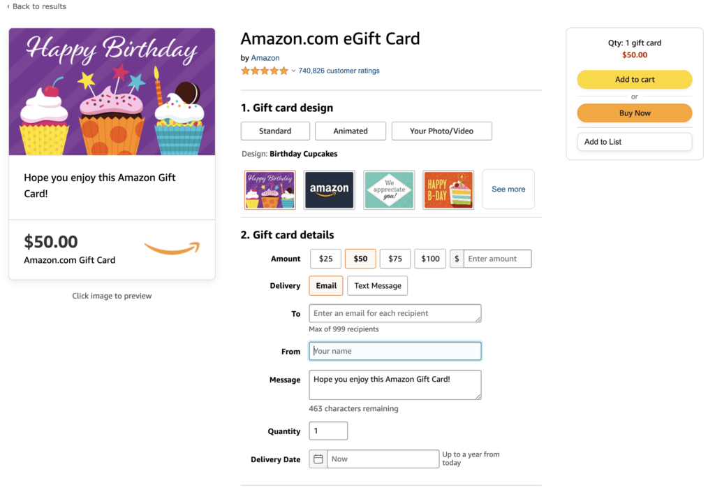 How to add amazon gift card to wish list
