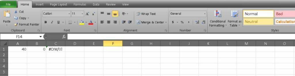 how to fix div 0 error in excel