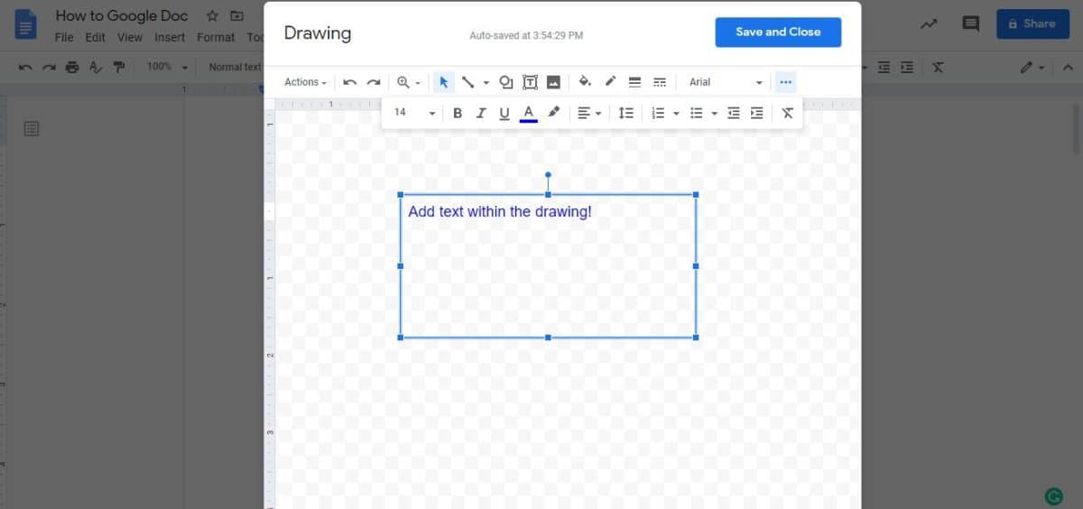 how to insert a text box in a google doc