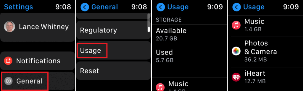 check storage availability directly on your Apple Watch