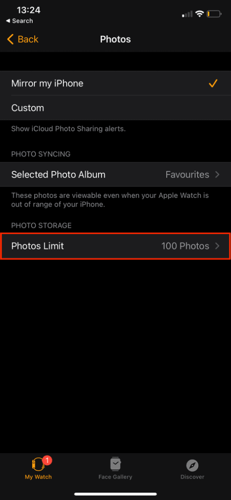 Set Limits on Photos Synced
