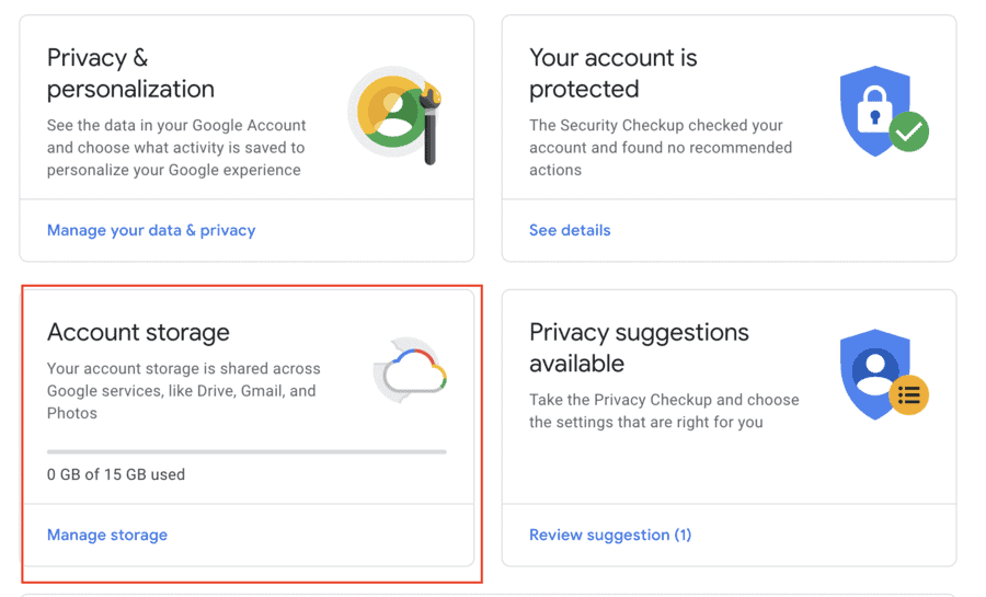 View google account storage details