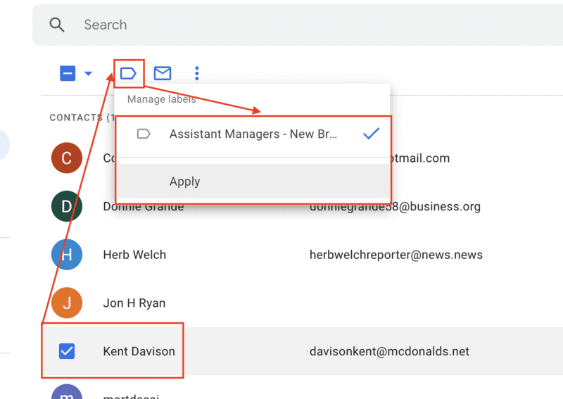 Add a new contact to an existing Gmail group