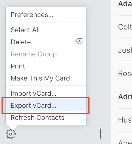 exporting iphone contacts for backup