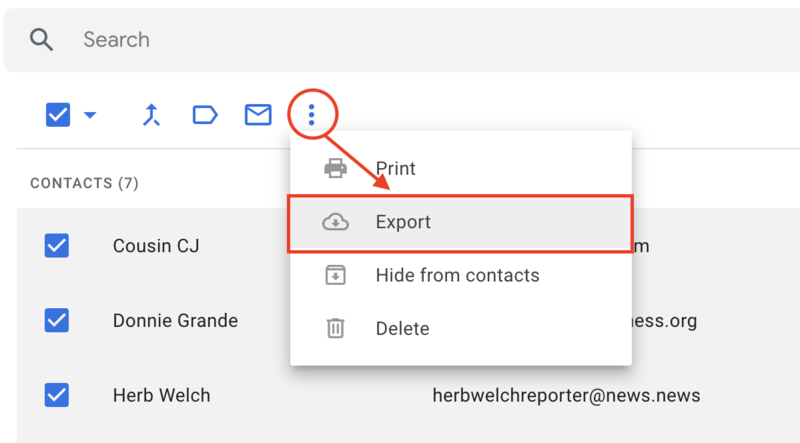 How to export Gmail contacts