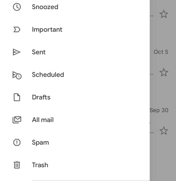 find spam folder in Gmail app