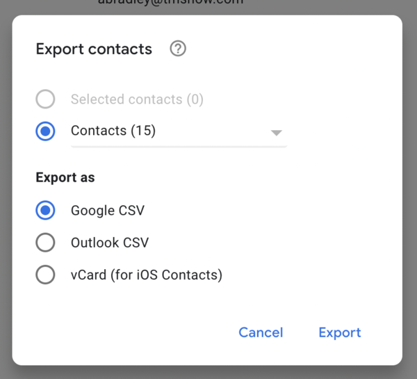how to export google contacts for backup