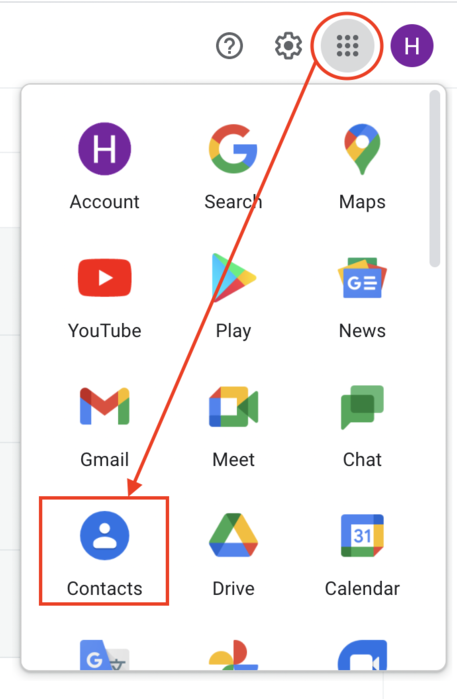 how to find Google contacts from Gmail