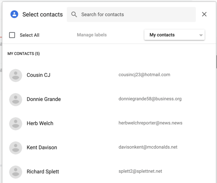 Location of contacts in Gmail