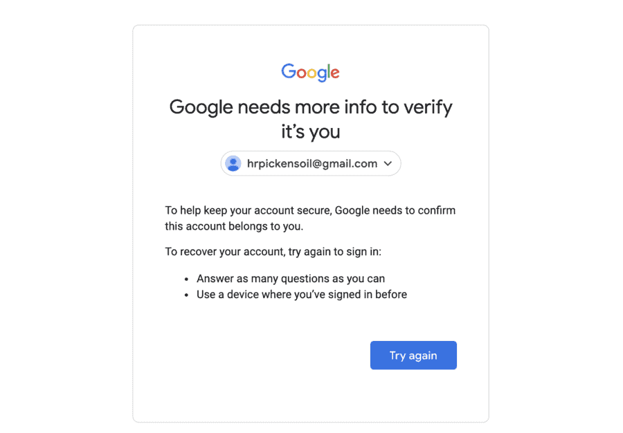 What if you can't recover a google account