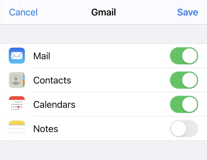 Make sure contacts is toggled on