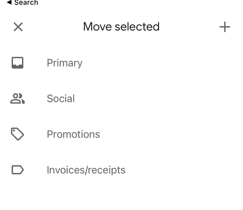 Options for moving emails out of trash folder