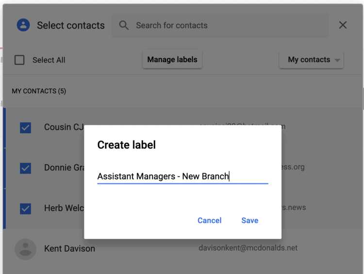 Create a label for contacts in Gmail