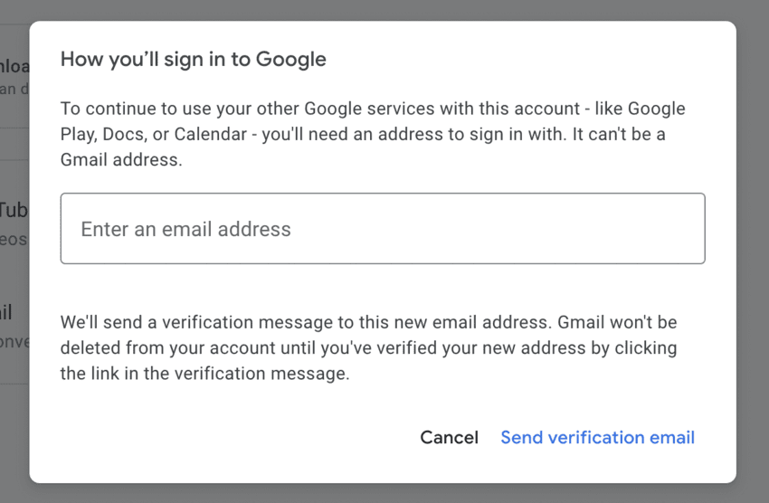 choose new gmail email account
