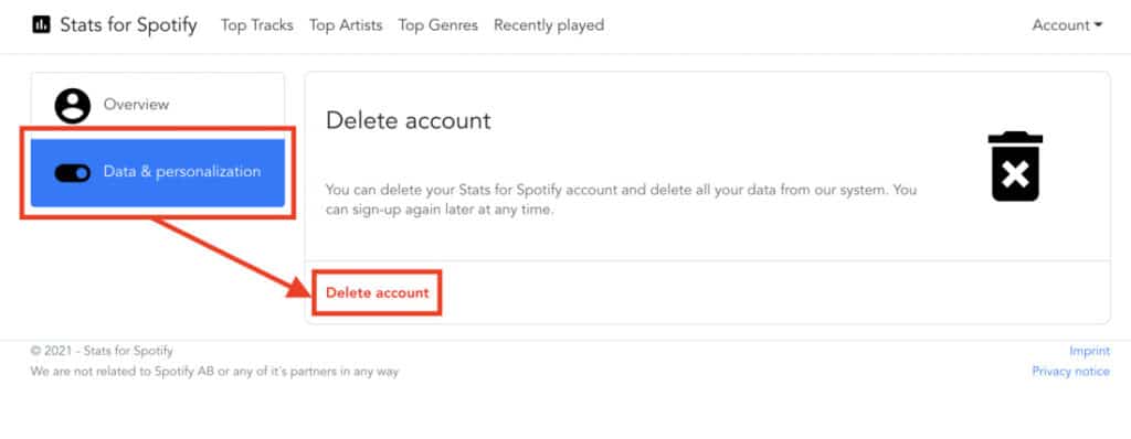 remove statsfromspotify from your account
