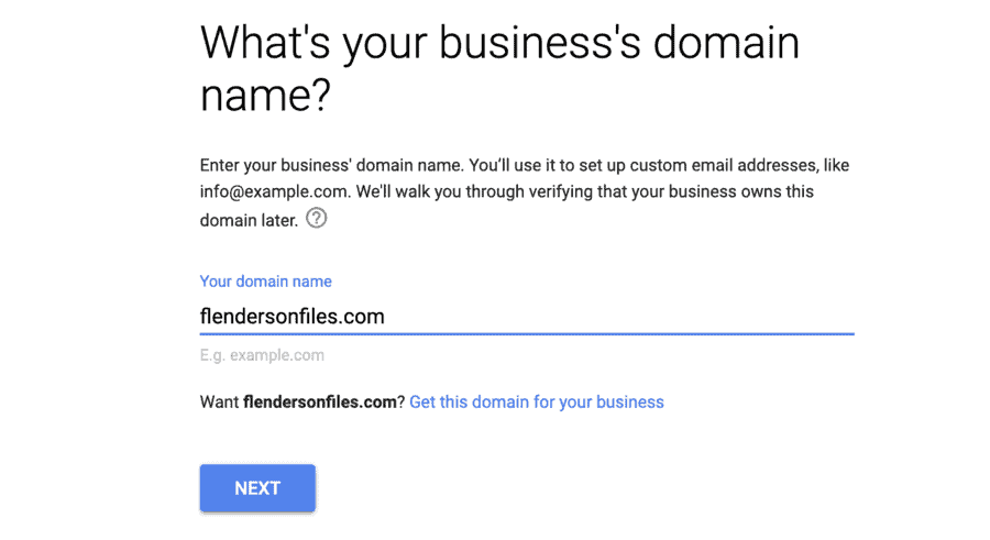 business domain gmail account