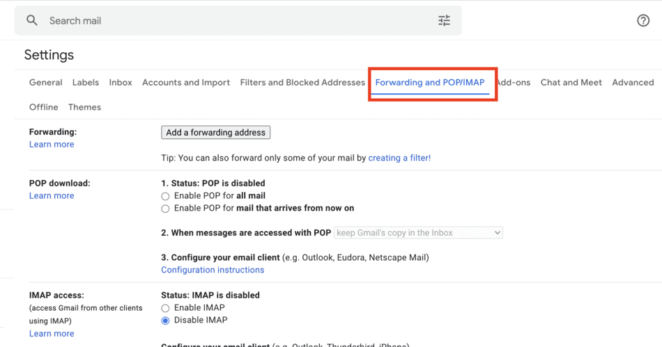 configurar encaminhamento automático do gmail