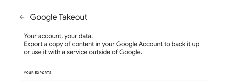 google takeout home page