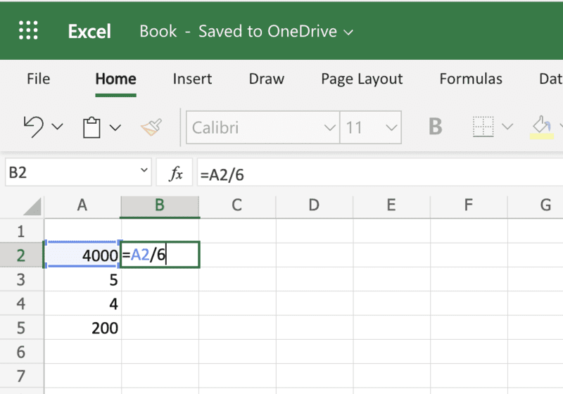how to divide by an integer in excel
