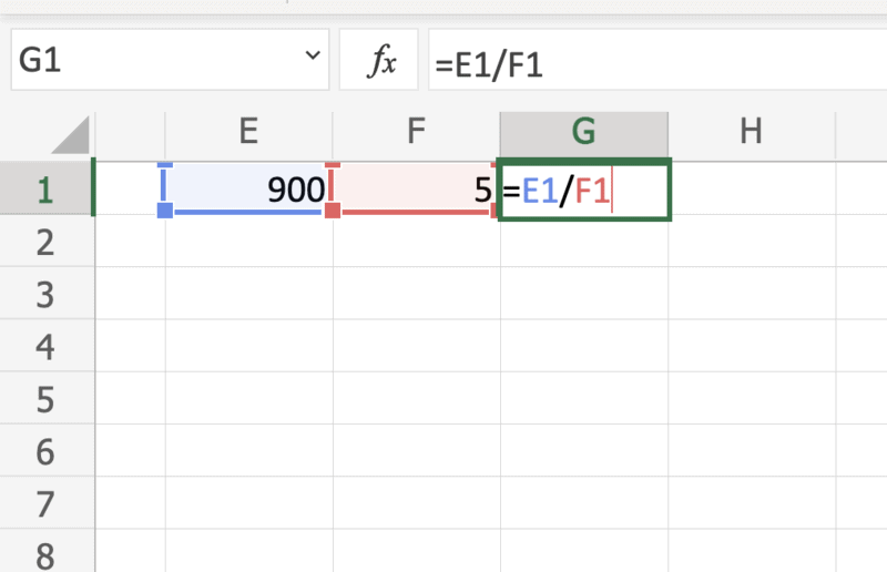 how to divide in excel