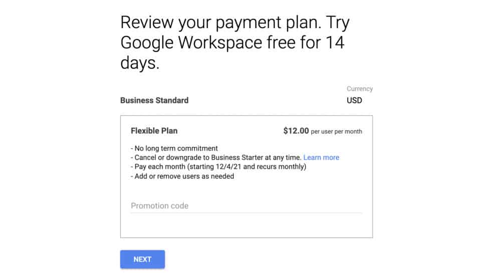 google workspace plans