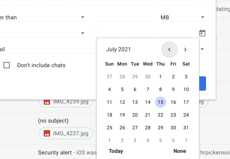 search by date in gmail